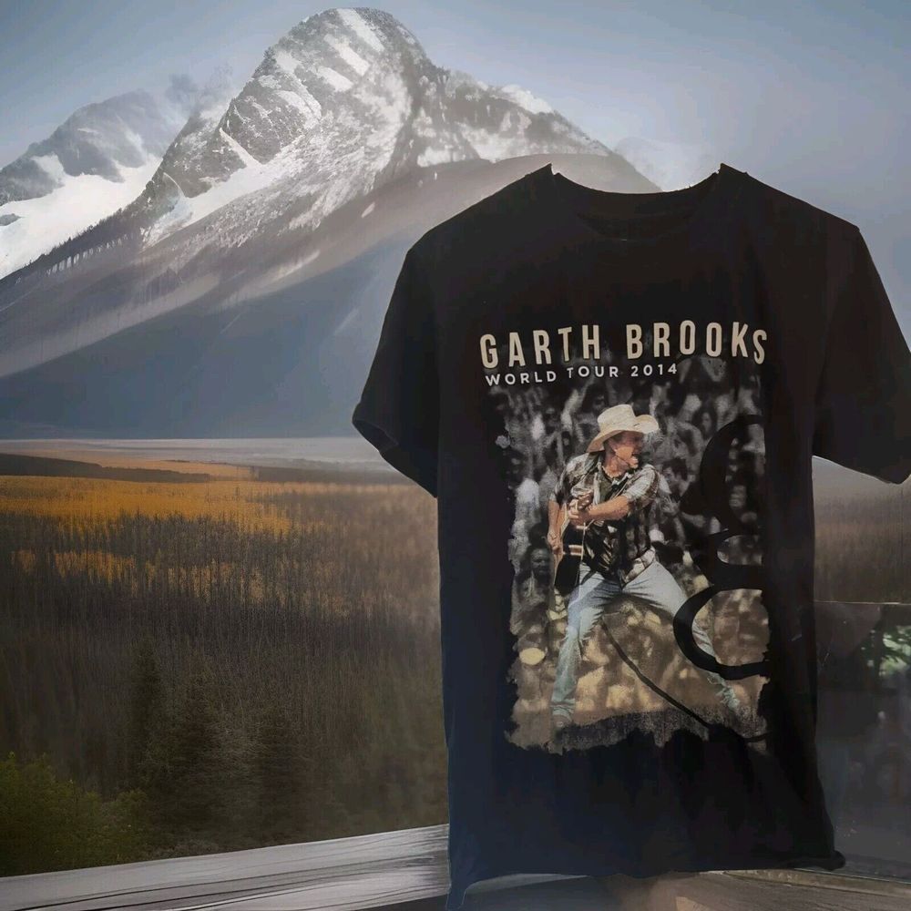 Garth Brooks Hanes Beefy T World Tour 2014 2015 Sm Black Tshirt Tour‎ Concert